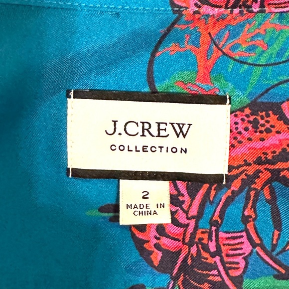 J. CREW COLLECTION Silk Twill Vibrant Lobster Print Button Up Shirt. Siz… - Picture 3 of 13